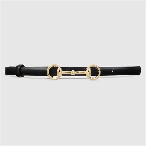 gucci leather skinny belt with horsebit|gucci horsebit belt women's.